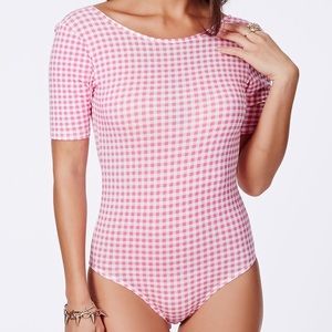 Pink gingham bodysuit